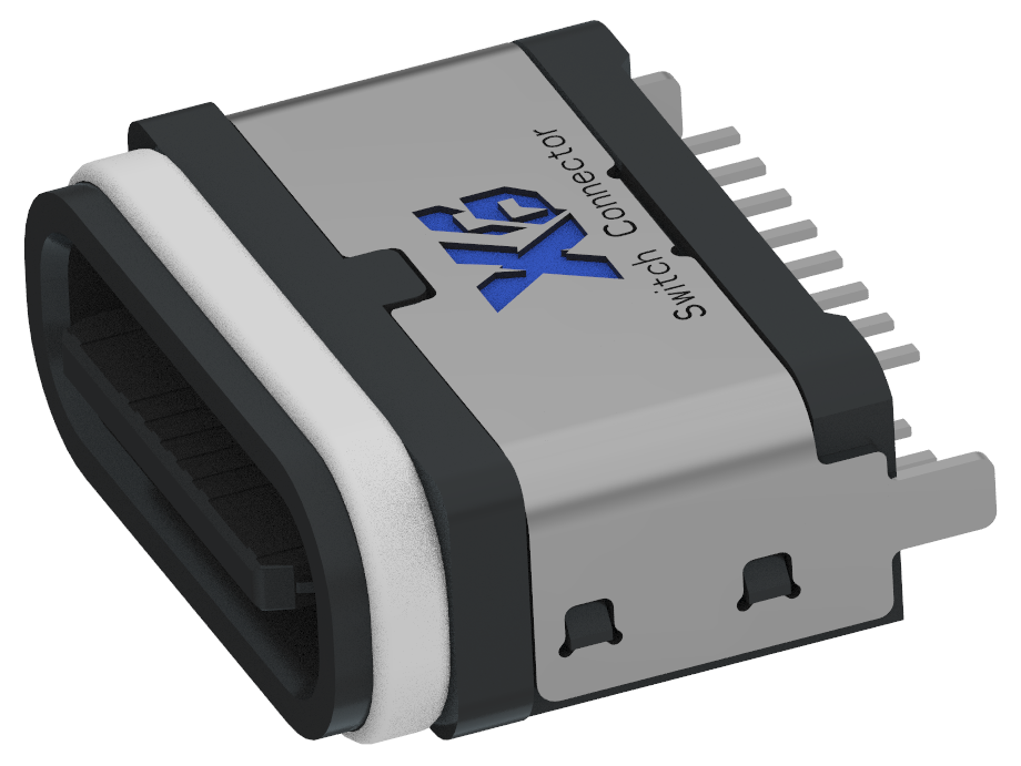 XB-ATCF-16-019 TYPE C 16P 防水母座立式插板 L=7.45mm(U型全塑款)